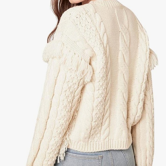 Cupcakes & Cashmere Solstice Sweater, Birch White, FRINGE Size XS - Picture 4 of 8